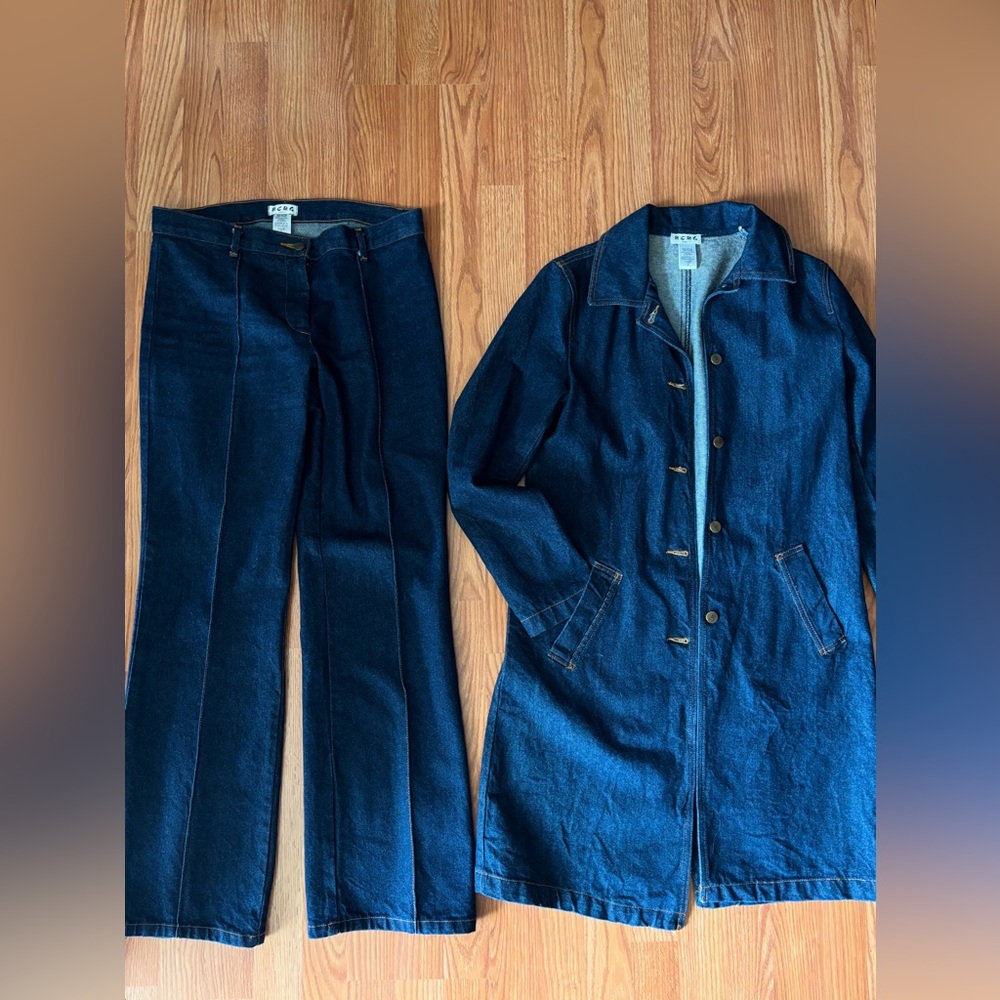 Vintage BCBG Paris Denim pant set-Pant sz6-Jacket size- Medium